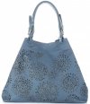 Bőr táska shopper bag Vittoria Gotti kék V8913