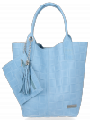 Bőr táska shopper bag Vittoria Gotti égszínkék B22