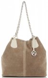Bőr táska shopper bag Vittoria Gotti bézs V3081