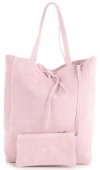 Bőr táska shopper bag Vera Pelle púderrózsaszín 601