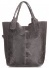 Bőr táska shopper bag Genuine Leather szürke 777