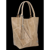 Bőr táska shopper bag Vittoria Gotti bézs B15