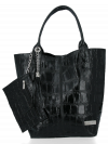 Bőr táska shopper bag Vittoria Gotti fekete B15
