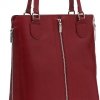 Bőr táska klasszikus Genuine Leather piros J6088