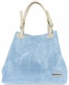 Bőr táska shopper bag Vittoria Gotti égszínkék V692754