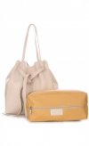 Bőr táska shopper bag Genuine Leather bézs 1158
