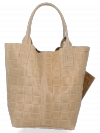 Bőr táska shopper bag Vittoria Gotti bézs B22