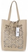 Bőr táska shopper bag Vittoria Gotti bézs V577