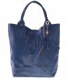 Bőr táska shopper bag Genuine Leather kék 555