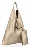Duża Torebka Damska Shopper Bag XXL firmy Hernan HB0350 Złota