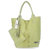 Włoskie Torebki Skórzane Shopper Bag w motyw aligatora firmy Vittoria Gotti Limonka