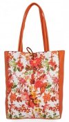 Torebka Damska XL Shopper Bag w Kwiaty firmy Hernan HB0253K Pomarańczowa