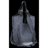 Modne Torebki Skórzane Shopper Bag z Frędzlami firmy Vittoria Gotti Ciemno Szara