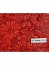 Włoska Torebka Skórzana firmy Vittoria Gotti z tłoczonym wzorem Kwiatów Czerwona