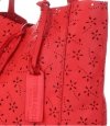 Vittoria Gotti Premium Torebka Skórzana Ażurowy ShopperBag w stylu Vintage Czerwona