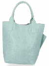 Modne Torebki Skórzane Shopper Bag XL z Etui firmy Vittoria Gotti Mięta