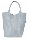 Uniwersalna Torebka Skórzana XL Shopper Bag w motyw zwierzęcy firmy Vittoria Gotti Jasno Szara