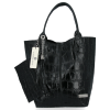 Uniwersalna Torebka Skórzana XL Shopper Bag w motyw zwierzęcy firmy Vittoria Gotti Czarna