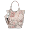 Modna Torebka Skórzana Shopper Bag w kwiaty firmy Vittoria Gotti Pudrowy Róż