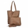 Torebka Damska Shopper Bag z Kosmetyczką firmy Herisson 15R355 Ciemno Beżowa