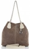 Vittoria Gotti Modna Torebka Skórzana Ekskluzywny Shopper Made in Italy Ziemista