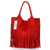 Firmowy Włoski Shopper w stylu Boho Vittoria Gotti Czerwona