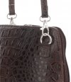 Włoska Torebka Skórzana Listonoszka firmy Genuine Leather we wzór Krokodyla Czekoladowa 
