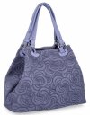 Włoska Torebka Skórzana Shopper Bag w Modne Wzory 5566-S Jasno Fioletowa