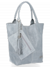 Uniwersalna Torebka Skórzana XL Shopper Bag w motyw zwierzęcy firmy Vittoria Gotti Jasno Szara