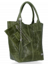 Uniwersalna Torebka Skórzana XL Shopper Bag w motyw zwierzęcy firmy Vittoria Gotti Zielona