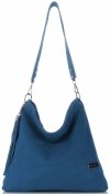 GEANȚĂ DIN PIELE tip poștaș Vittoria Gotti denim V5576