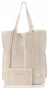GEANȚĂ DIN PIELE shopper bag Vittoria Gotti bej V22