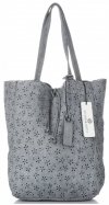 GEANȚĂ DIN PIELE shopper bag Vittoria Gotti gri deschis VL299