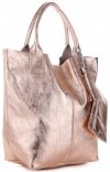 GEANȚĂ DIN PIELE shopper bag Genuine Leather roz 555