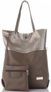 GEANȚĂ DIN PIELE shopper bag Vittoria Gotti maro pământiu V6538