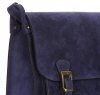 GEANȚĂ DIN PIELE tip poștaș Genuine Leather bleumarin 1643