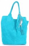 GEANȚĂ DIN PIELE shopper bag Genuine Leather turcoaz 801