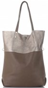 GEANȚĂ DIN PIELE shopper bag Vittoria Gotti maro pământiu V6538