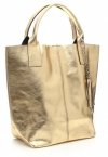 GEANȚĂ DIN PIELE shopper bag Genuine Leather auriu 555