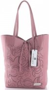 GEANȚĂ DIN PIELE shopper bag Vittoria Gotti roz  indian V299F