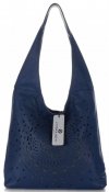 GEANȚĂ DIN PIELE shopper bag Vittoria Gotti albastru V31