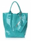 GEANȚĂ DIN PIELE shopper bag Genuine Leather albastru marin 555