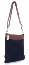 GEANȚĂ DIN PIELE tip poștaș Genuine Leather bleumarin 14