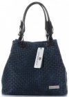 GEANȚĂ DIN PIELE shopper bag Vittoria Gotti bleumarin V80047
