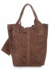 GEANȚĂ DIN PIELE shopper bag Vittoria Gotti maro pământiu V10