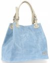 GEANȚĂ DIN PIELE shopper bag Vittoria Gotti albastru deschis V692754