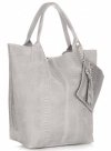 GEANȚĂ DIN PIELE shopper bag Genuine Leather gri deschis 777