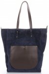 Kožené kabelka univerzálna Genuine Leather tmavo modrá 808036