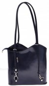 Kožené kabelka listová kabelka Genuine Leather 491 tmavo modrá