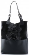 Kožené kabelka shopper bag Genuine Leather čierna 216